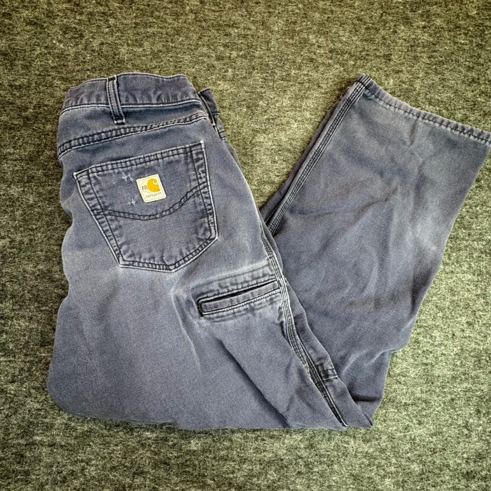 Carhartt  Flame‎ Resistant Work Pants 36x30 FRB159 DNY Blue Faded Canvas (34x29)